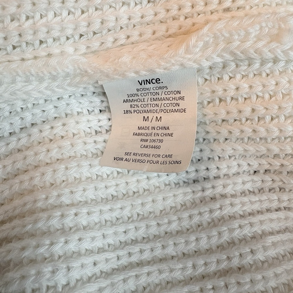 Vince Raglan Suspension Knit Sweater White Size Medium Cotton Pullover Womens - Picture 5 of 6